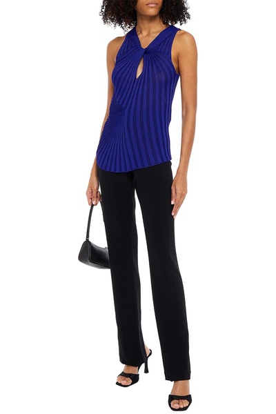 Twist-front ribbed-knit top