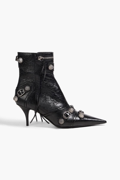 Cagole embellished pebbled-leather ankle boots