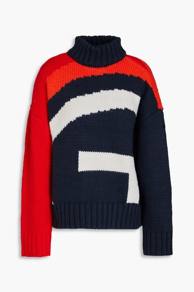 Jacquard-knit turtleneck sweater