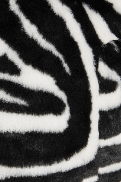 Zebra-print faux fur coat