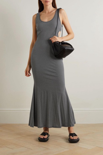 Frederica cutout striped  cotton-jersey maxi dress