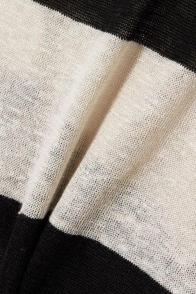 Asymmetric striped linen, cashmere and silk-blend sweater