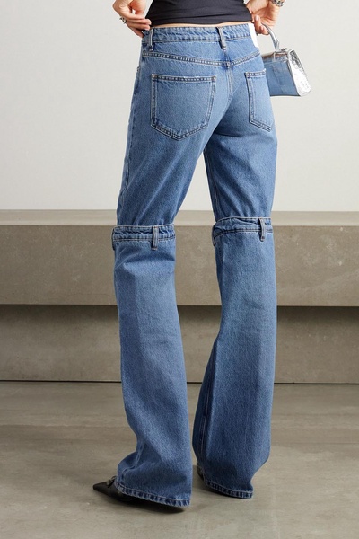 Layered convertible mid-rise flared jeans