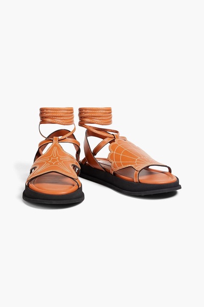 Topstitched leather sandals