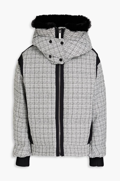 Quilted tweed hooded ski jacket