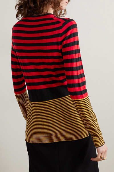 Striped ribbed-knit sweater