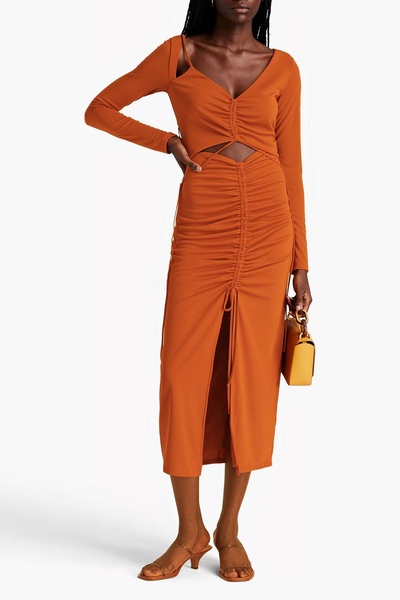 Shayla cutout ruched stretch-jersey midi dress