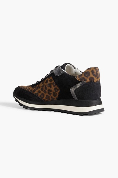 Hartley leopard-print suede and textured-leather sneakers