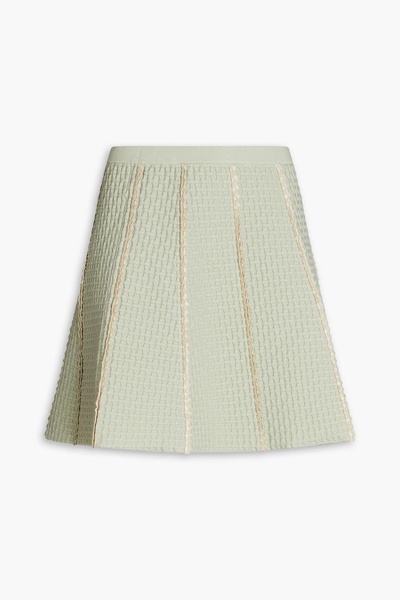 Metallic waffle-knit mini skirt