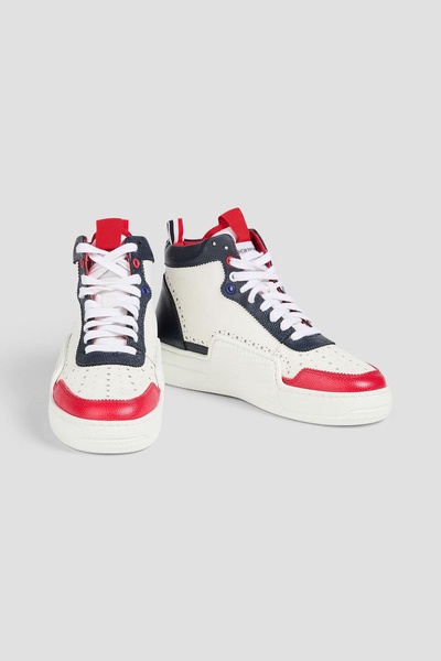 Color-block pebbled-leather high-top sneakers