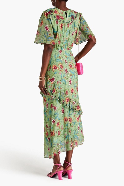 Vida ruffled printed silk-georgette maxi dress