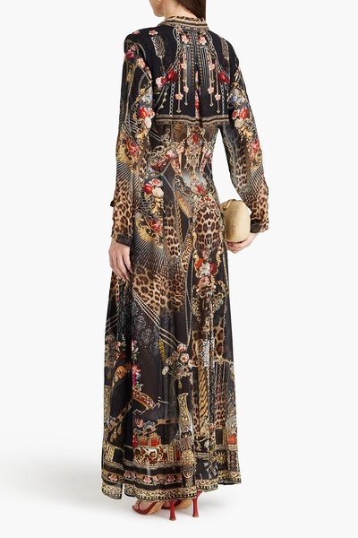 Embellished printed silk-chiffon maxi dress