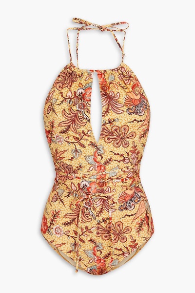 Annika printed halterneck swimsuit