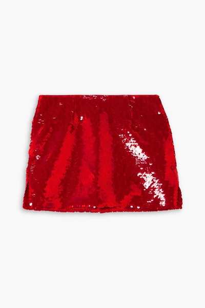 Quattro sequined satin-twill mini skirt