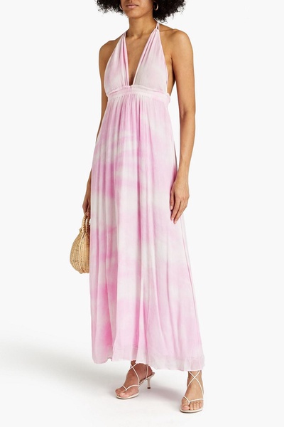 Livia tie-dyed silk-crepon halterneck maxi dress