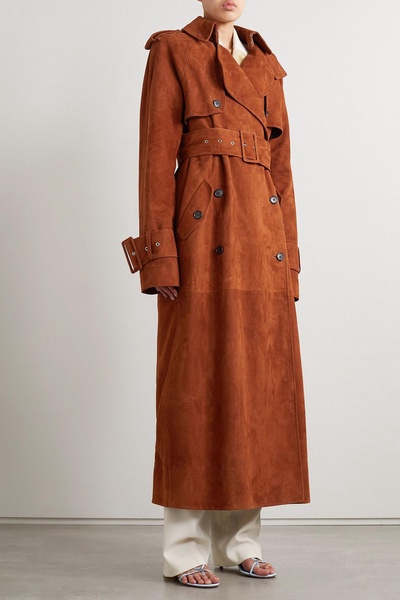 Rennie belted suede trench coat