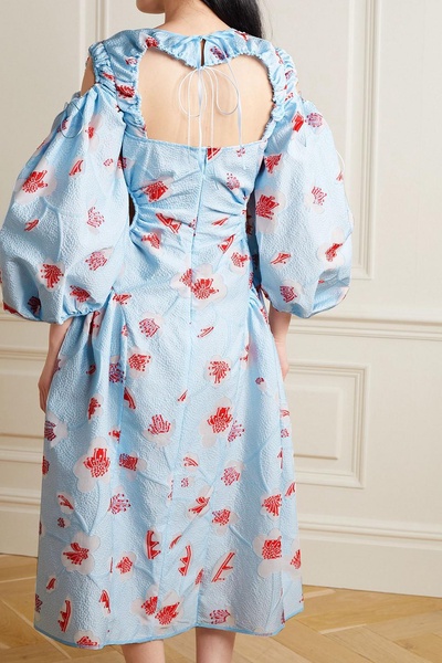 Cold-shoulder cutout cloqué-jacquard midi dress