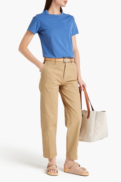 Cotton-blend gabardine tapered pants