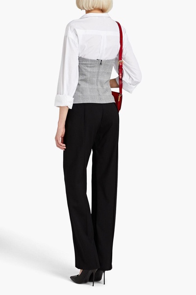 Wool-blend twill straight-leg pants