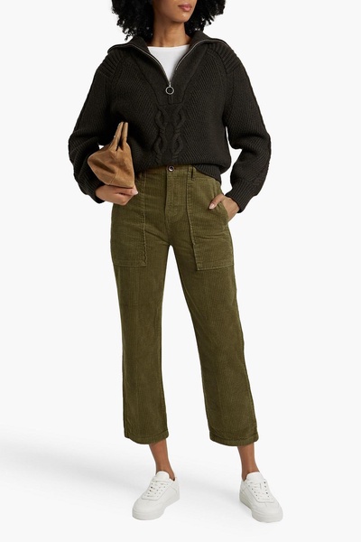 Cotton-corduroy straight-leg pants