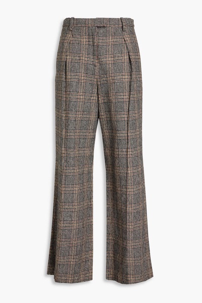 Bennett pleated Prince of Wales checked cotton-tweed wide-leg pants