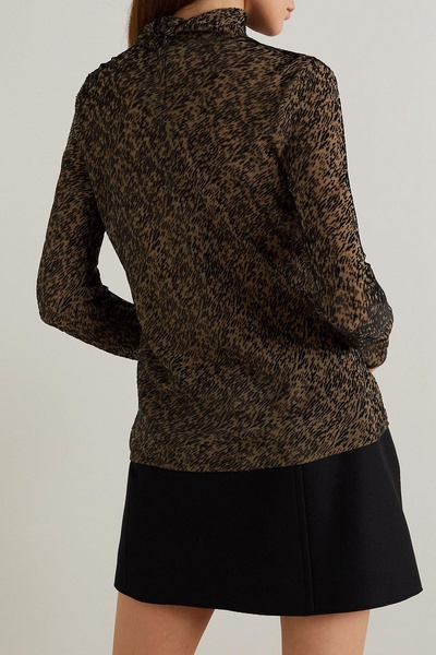 Lav leopard-print devoré silk-blend top