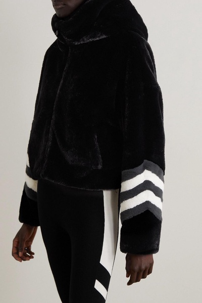 Noelle hooded striped faux fur jacket