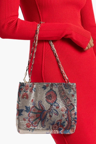 Pixel paisley-print chainmail shoulder bag