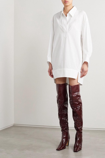 Marfa croc-effect leather over-the-knee boots