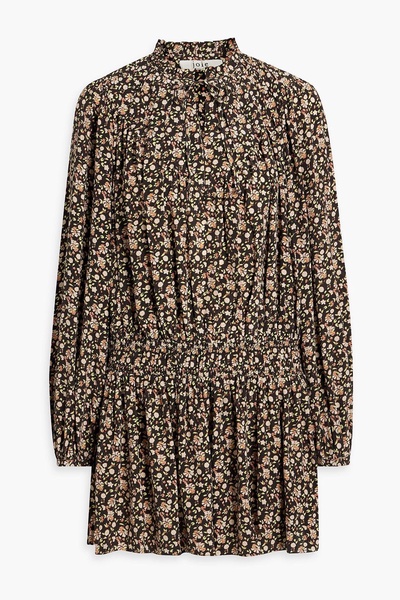 Essex shirred floral-print silk crepe de chine mini dress