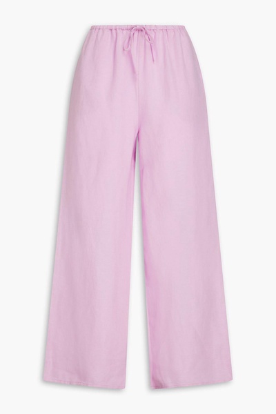 Linen-blend wide-leg pants