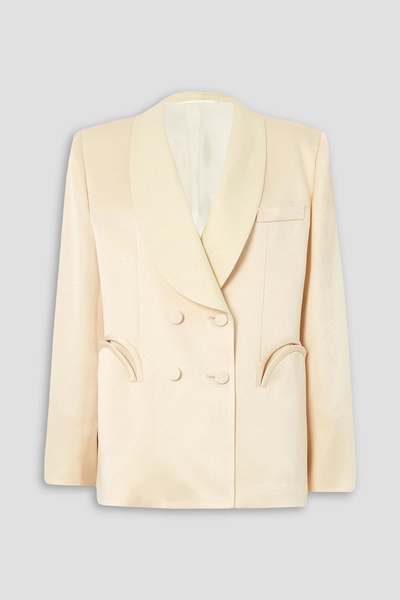 Novalis double-breasted twill-trimmed satin-crepe blazer