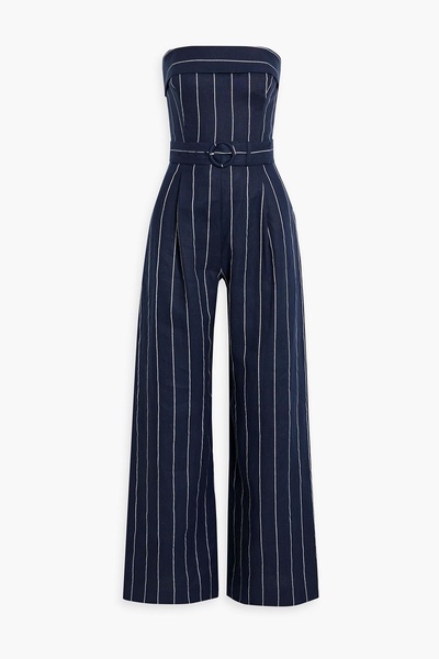 Chara strapless striped linen-blend wide-leg jumpsuit