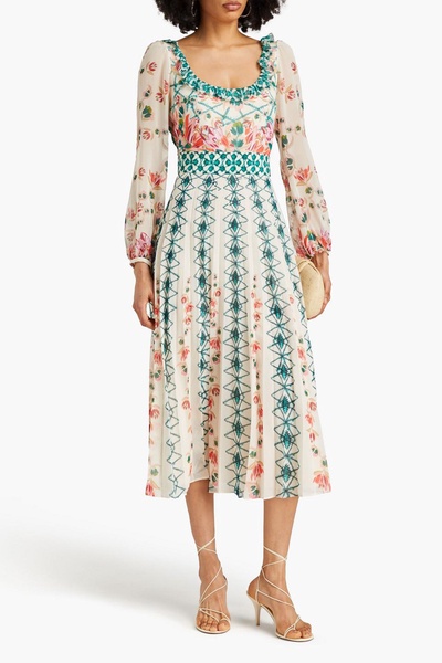 Denise ruffled printed silk-georgette midi dress