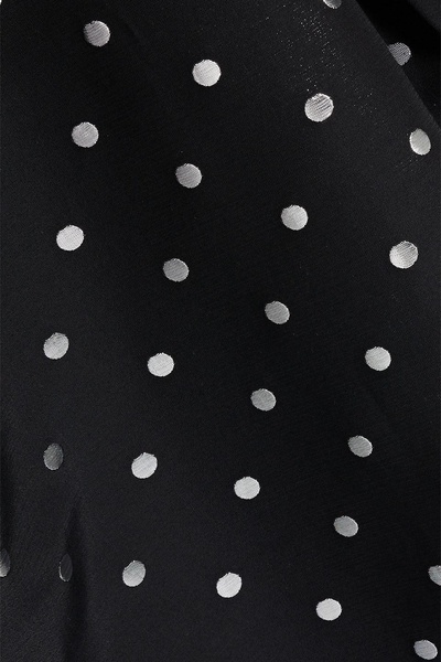 Cold-shoulder polka-dot jacquard mini dress