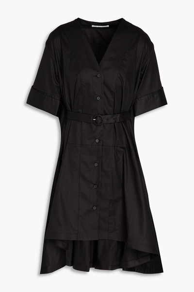 Belted stretch-cotton poplin mini dress