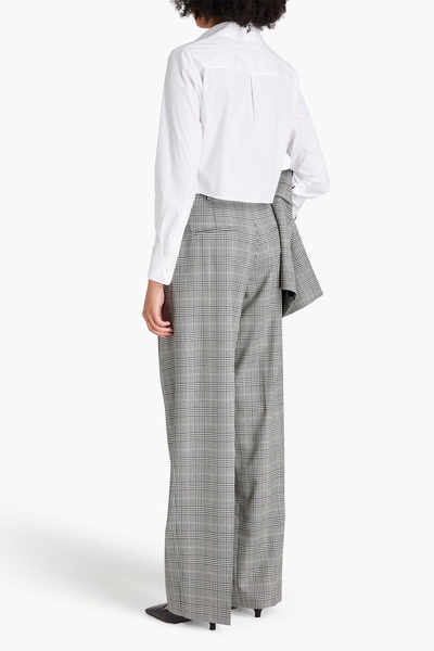 Pleated Prince of Wales checked wool-blend wide-leg pants