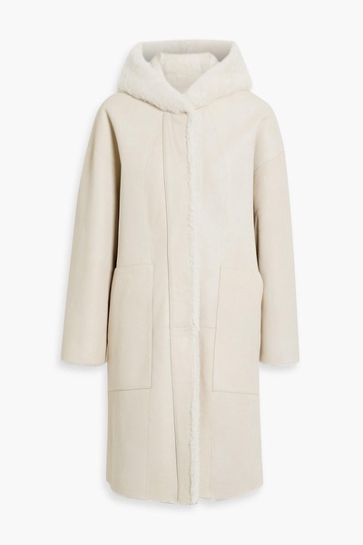 Reversible shearling hooded coat