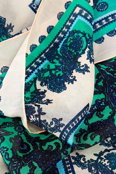 Floral-print cotton and silk-blend scarf