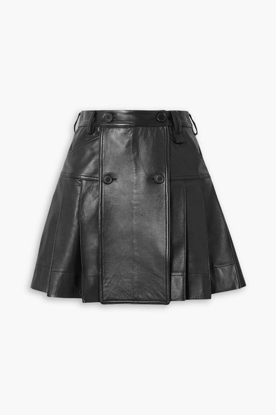 Pleated leather mini skirt