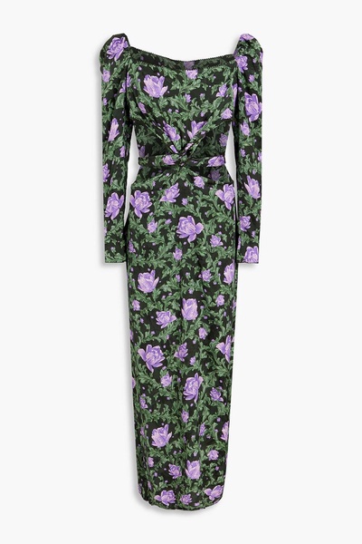 Cuarzo Peonia Ocaso cutout floral-print linen-jacquard maxi dress