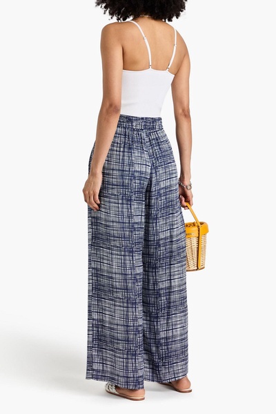 Tara printed silk-blend twill wide-leg pants