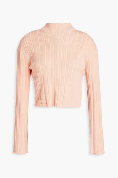 Cropped ribbed-knit turtleneck sweater