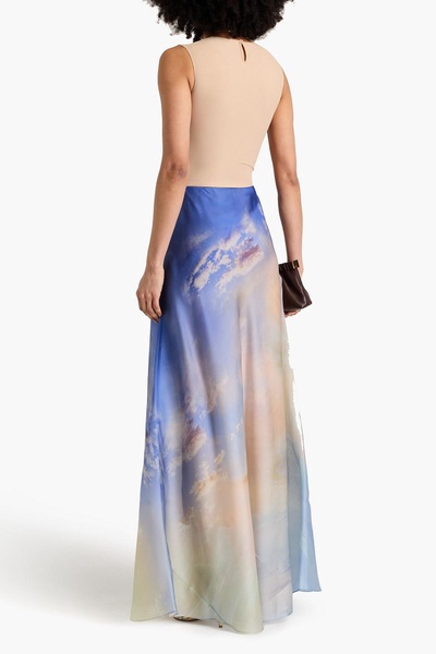 Printed silk-organza maxi skirt