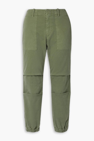 Cropped cotton-blend twill tapered pants