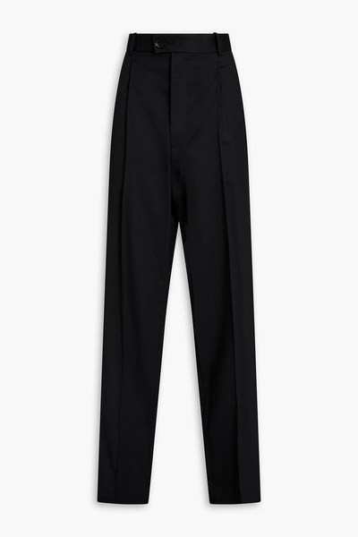 Pleated wool-blend twill straight-leg pants