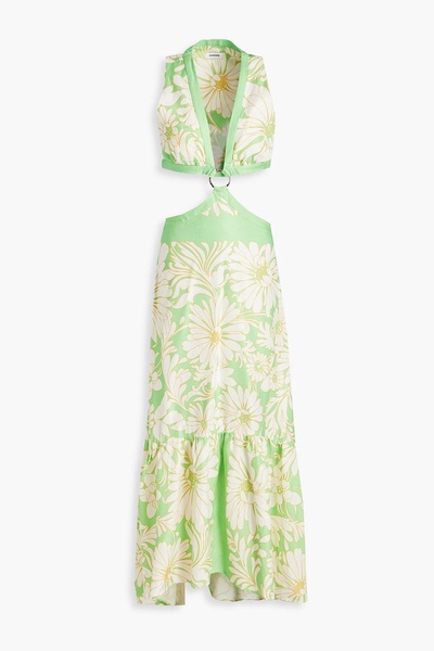 Cutout floral-print satin-twill maxi dress