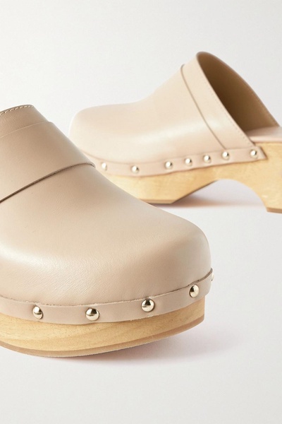 Bibi studded leather platform clogs