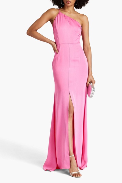 One-shoulder silk-crepe gown