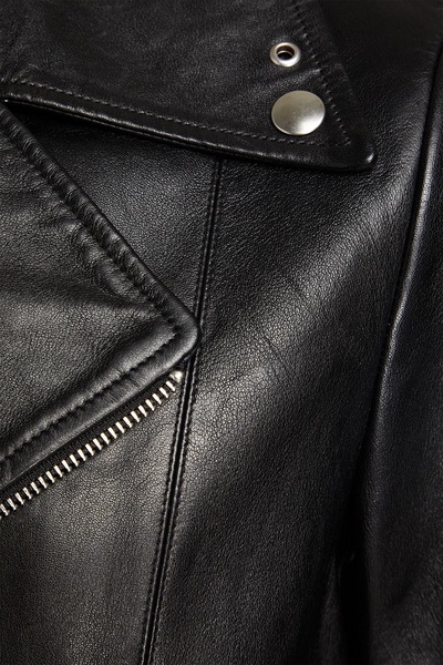 Studded leather biker jacket